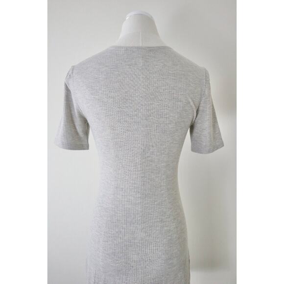 Reformation Size S Kendy Ribbed Short Sleeve Mini Dress Marble Gray Beige Heathe - Picture 9 of 13